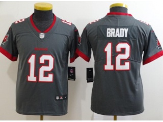 Youth Tampa Bay Buccaneers #12 Tom Brady Vapor Untouchable Limited Football Jersey Grey