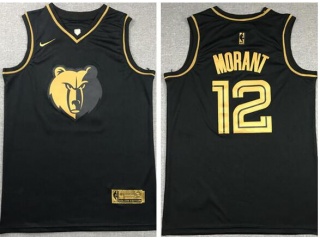 Nike Memphis Grizzlies #12 Ja Morant Jersey Black Golden 