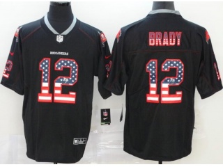 Tampa Bay Buccaneers #12 Tom Brady USA Flag Fashion Vapor Limited Jersey Black