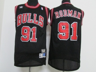 Chicago Bulls 91 Dennis Rodman Basketball Jersey BULLS Black