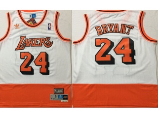 Los Angeles Lakers #24 Kobe Bryant Throwback Jersey White Orange
