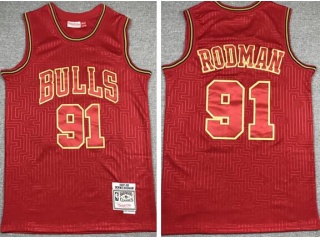 Chicago Bulls #91 Dennis Rodman Mouse Year Throwabck Jersey Red