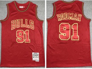 Chicago Bulls #91 Dennis Rodman Mouse Year Throwabck Jersey Red 