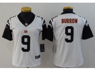Woman Cincinnati Bengals #9 Joe Burrow Color Rush Limited Jersey White 
