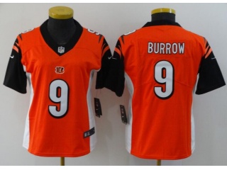 Woman Cincinnati Bengals #9 Joe Burrow Vapor Limited Jersey Orange 