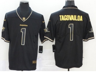 Miami Dolphins #1 Tua Tagovailoa Limited Jersey Black Golden