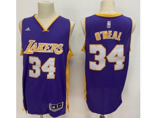 Adidas Los Angeles Lakers 34 Shaquille O'Neal Purple Jersey