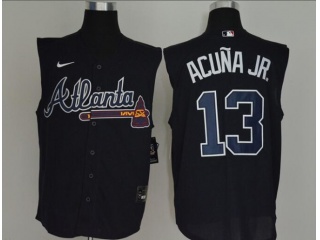 Nike Atlanta Braves 13 Ronald Acuna Jr. Vest Jersey Navy Blue