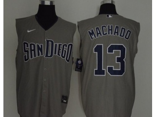 Nike San Diego Padres 13 Manny Machado Vest Jersey Gray