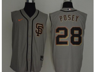 Nike San Francisco Giants 28 Buster Posey Vest Jersey Gray