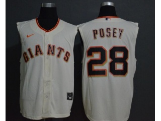 Nike San Francisco Giants 28 Buster Posey Vest Jersey Cream