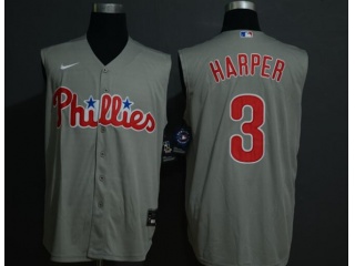 Nike Philadelphia Phillies 3 Bryce Harper Vest Jersey Gray
