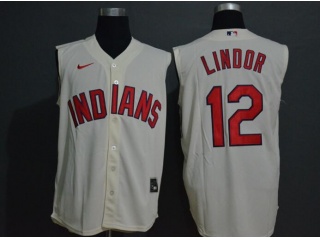 Nike Cleveland Indians 12 Francisco Lindor Vest Jersey Cream