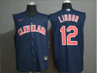 Nike Cleveland Indians 12 Francisco Lindor Vest Jersey Blue