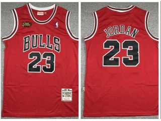 Chicago Bulls #23 Michael Jordan With 98 NBA Finals Patch Jersey Red
