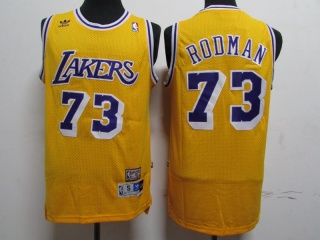 Los Angeles Lakers 73 Dennis Rodman  Throwback Jersey Yellow