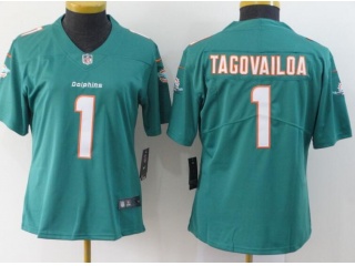 Woman Miami Dolphins #1 Tua Tagovailoa Vapor Untouchable Limited Jersey Green