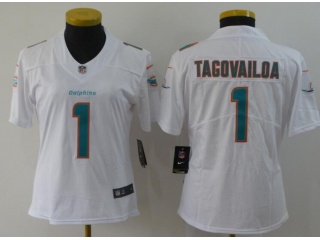 Woman Miami Dolphins #1 Tua Tagovailoa Vapor Untouchable Limited Jersey White