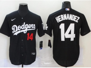 Nike Los Angeles Dodgers #14 Enrique Hernandez Cool Base Jersey Black