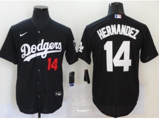 Nike Los Angeles Dodgers #14 Enrique Hernandez Cool Base Jersey Black 