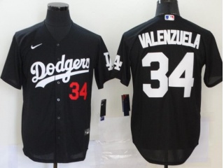 Nike Los Angeles Dodgers #34 Fernando Valenzuela Cool Base Jersey Black
