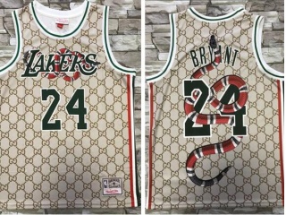 Los Angeles Lakers #24 Kobe Bryant Mamba Throwback Jersey Cream