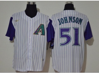 Nike Arizona Diamondbacks 51 Randy Johnson Jersey White with Purple Sleeves