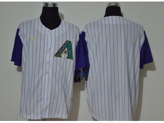 Nike Arizona Diamondbacks Blank Jersey White with Purple Sleeves