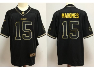 Kansas City Chiefs #15 Patrick Mahomes Vapor Limited Jersey Black Golden