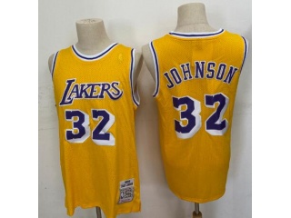 Los Angeles Lakers 32 Magic Johnson 1984-85 Throwback Jersey Yellow