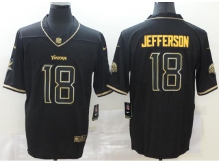 Minnesota Vikings #18 Justin Jefferson Limited Jersey Black Golden