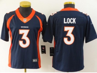 Woman Denver Broncos #3 Drew Lock Limited Jersey Blue