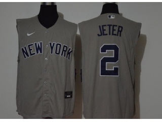 Nike New York Yankees #2 Derek Jeter Vest Jersey Grey