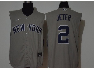 Nike New York Yankees #2 Derek Jeter Vest Jersey Grey 