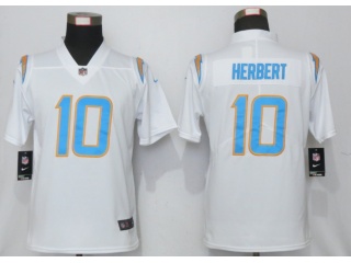 Womens Los Angeles Chargers 10 Justin Herbert Vapor Limited Jersey White