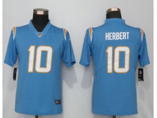 Womens Los Angeles Chargers 10 Justin Herbert Vapor Limited Jersey Light Blue