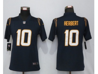 Womens Los Angeles Chargers 10 Justin Herbert Vapor Limited Jersey Navy Blue 