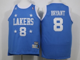 Los Angeles Lakers 8 Kobe Bryant Basketball Jersey Light Blue Throwback with Four Stars