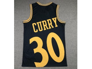 Golden State Warriors #30 Stephen Curry Mitchell&Ness Big Face Jersey Black