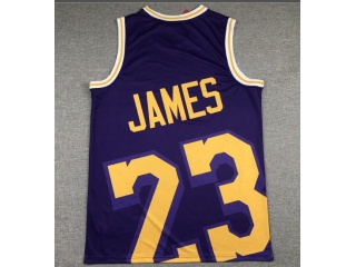 Los Angeles Lakers #23 LeBron James Mitchell&Ness Big Face Jersey Purple