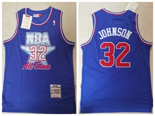 Los Angeles Lakers 32 Magic Johnson 1991-92 All Star Throwback Jersey Blue