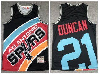 San Antonio Spurs #21 Tim Duncan Mitchell&Ness Big Face Jersey Black