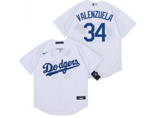 Nike Los Angeles Dodgers #34 Fernando Valenzuela Cool Base Jersey White