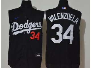 Nike Los Angeles Dodgers #34 Fernando Valenzuela Vest Jersey Black