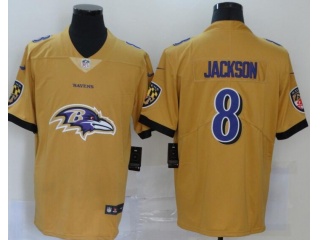 Baltimore Ravens #8 Lamar Jackson Big Logo Limited Jersey Yellow