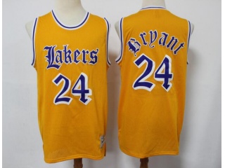 Los Angeles Lakers #24 Kobe Bryant Old English Faded Jersey Yellow