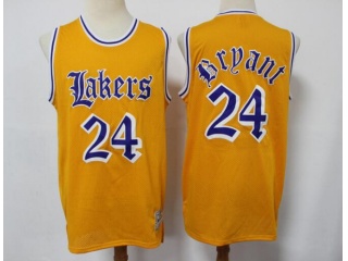 Los Angeles Lakers #24 Kobe Bryant Old English Faded Jersey Yellow 