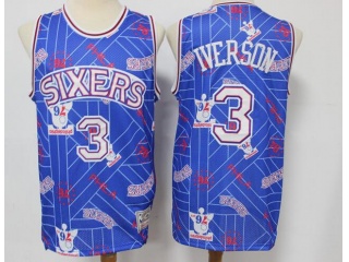 Philadelphia 76ers #3 Allen Iverson HWC Tear Up Pack Swingman Jersey Blue