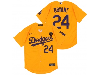 Nike Los Angeles Dodgers #24 Kobe Bryant Cool Base Jersey Yellow 