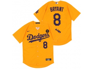 Nike Los Angeles Dodgers #8 Kobe Bryant Cool Base Jersey Yellow 